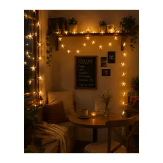 20 LED Yıldız Işık Zinciri Günışığı Beyaz Dekoratif Süs Lambası