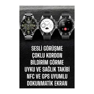 Akıllı Saat Titreşimli Amoled Ekran Uyku ve Sağlık Takibi Sesli Görüşme