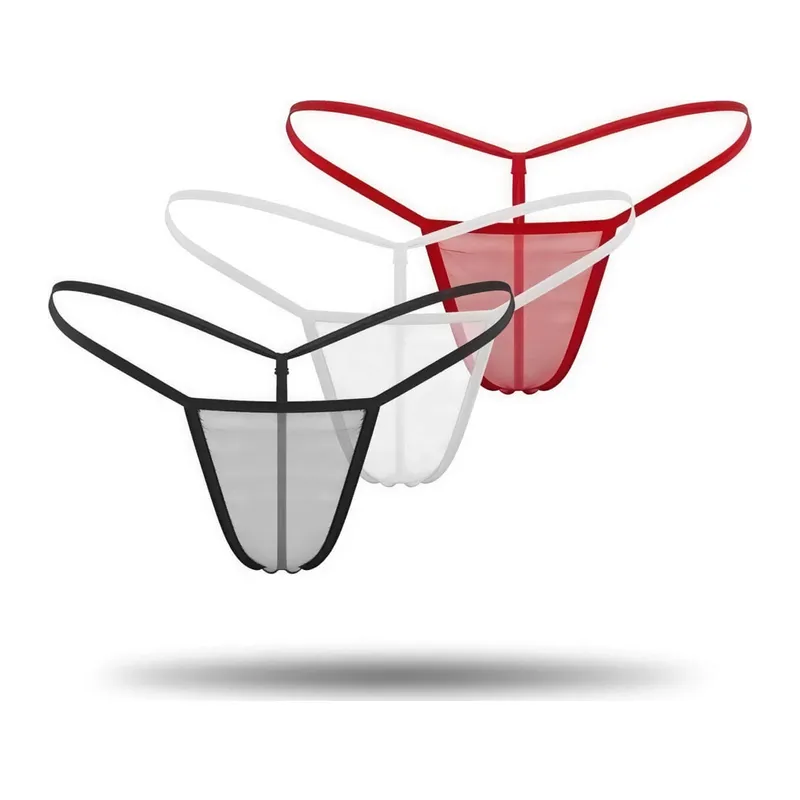 3'lü Renkli Transparan Tül String Tanga TM0369 - Çok Renkli / L