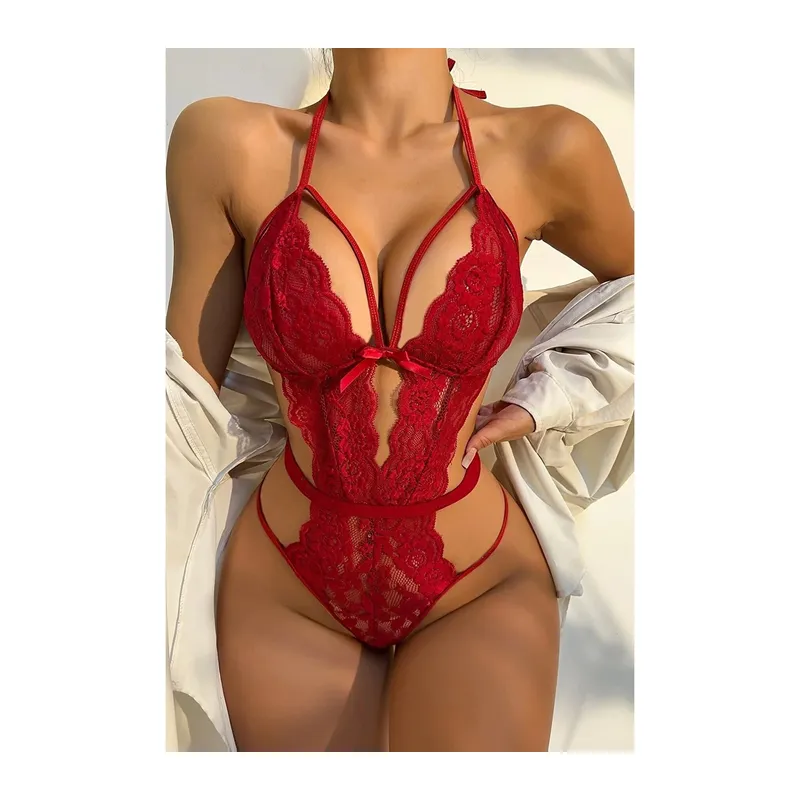 Şık Kırmızı Dantelli Babydoll Gecelik TM1302 - Kırmızı / S