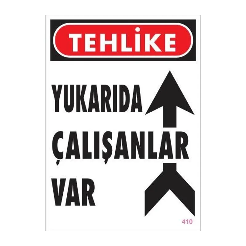 Yukarıda Çalışanlar Var Uyarı Levhası 25x35 KOD: 410