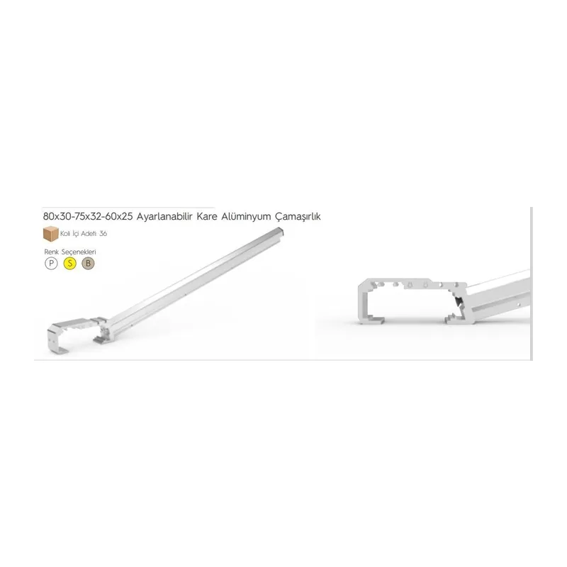 Koral Ayarlı Balkon Çamaşır Askılığı 80X30/60X25