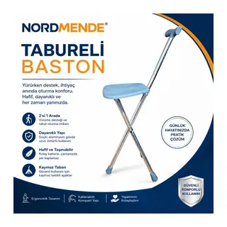 Tabureli Baston Oturaklı Katlanabilir Yürüyüş Bastonu Taşınabilir Baston Sandalye