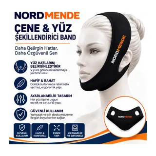 Çene ve Yüz Şekillendirici Band - Ayarlanabilir V-Line Yüz Toparlayıcı Band - Cırt Cırtlı Esnek Yüz Bandı - Siyah