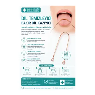 Bakır Dil Temizleme Aparatı – Dil Temizleyici – Ağız Bakım Aparatı – Dil Kazıyıcı – Metal Dil Temizleme Ekipmanı