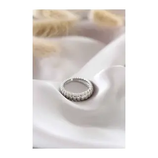 Gümüş Renk Ayarlamalı Burgu Kadın Yüzük