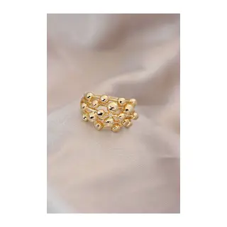 Ayarlamalı Gold Renk Metal Bombeli Boluncuk Model Yüzük