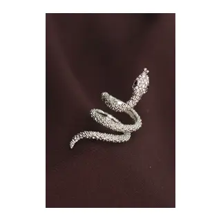Ayarlanabilir Silver Renk Zirkon Taşlı Yılan Yüzük