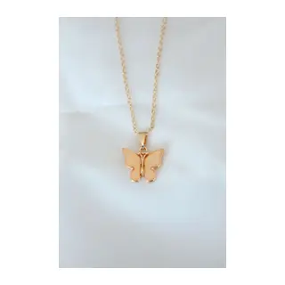 Gold Kaplama Sarı Renk Sedefli Kelebek Kolye