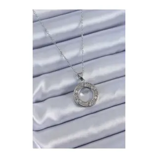 316L Çelik Gümüş Renk Zirkon Taşlı Model Kadın Kolye