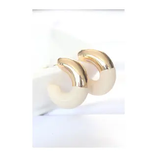 CCB Krem Gold Çift Renk Küpe