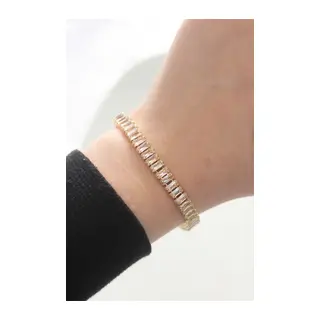Pirinç Zirkon Taşlı Gold Renk Su Yolu Bileklik