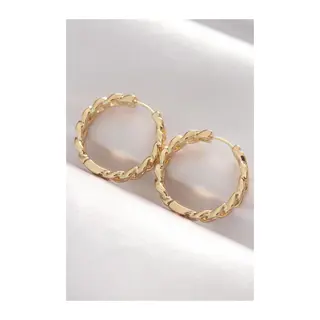 Pirinç Gold Renk Zincir Model Halka Küpe