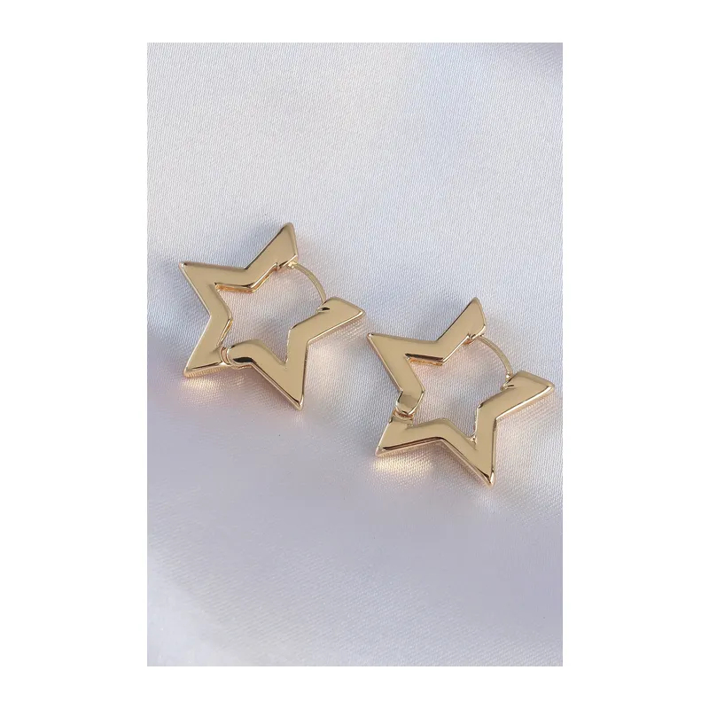 Pirinç Gold Renk Yıldız Küpe