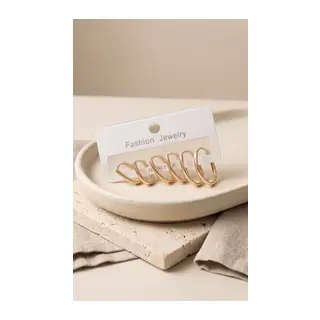 Pirinç Gold Renk İnce Oval Küpe Seti
