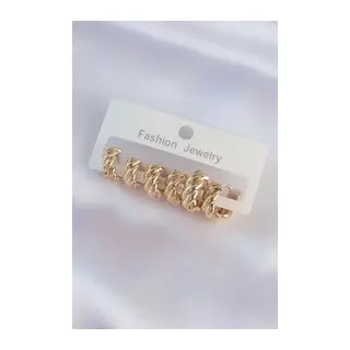 Pirinç Gold Renk Minimal Tırtıklı Küpe Seti