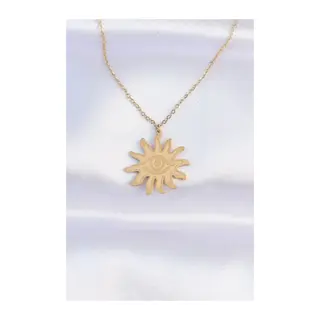 316L Çelik Zincir Gold Renk Göz Güneşi Tasarımlı Kolye