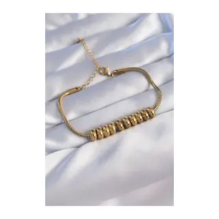 316L Çelik Gold Renk Oval Figürlü Bileklik
