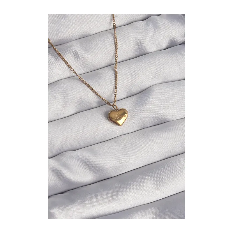 316L Çelik Gold Renk Kalp Model Love Kolye