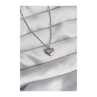 316L Çelik Gümüş Renk Kalp Model Love Kolye