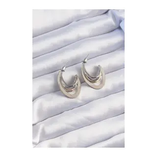 Pirinç Gold Gümüş Renkli Düz Plaka Halka Küpe