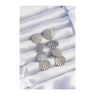 Pirinç Gümüş Renk Deniz Kabuğu Model Sallantılı Küpe