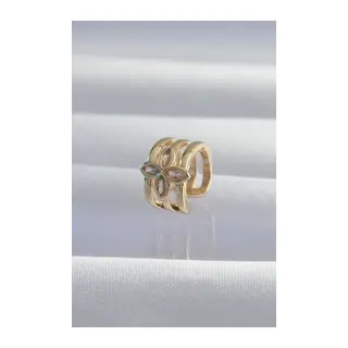 Pirinç Gold Renk Yonca Earcuff Küpe
