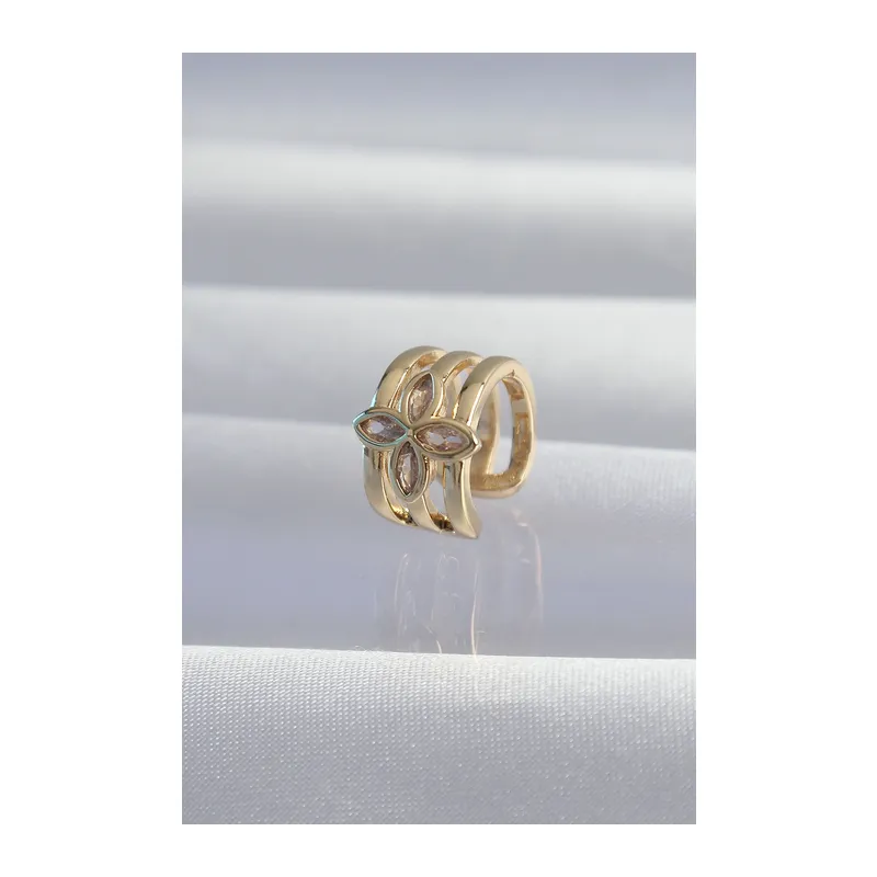 Pirinç Gold Renk Yonca Earcuff Küpe