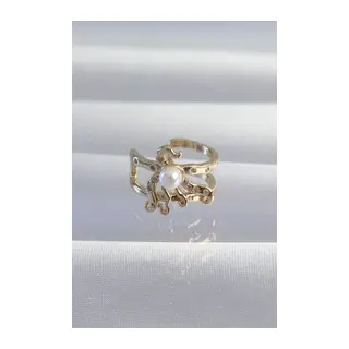 Pirinç Gold Renk İncili Ahtapot Earcuff Küpe