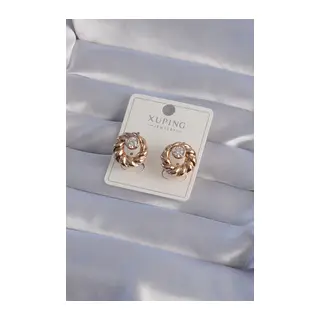 XUPİNG Rose Renk Oval Zirkon Taşlı Burgu Model Küpe