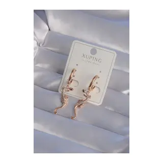 XUPİNG Rose Renk Zirkon Taşlı Kertenkele Model Halka Küpe