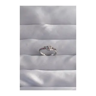 Pirinç Gümüş Renk Renkli Zirkon Taşlı Ayarlamalı Yüzük
