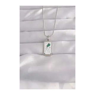 316L Çelik Gümüş Renk Beyaz Mineli Tarot Kolye