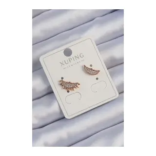 Xuping Rose Renk Zirkon Taşlı Ay ve Güneş Tasarımlı Küpe
