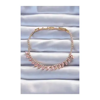 Pirinç Vip Seri Gold Renk Pembe Zirkon Taşlı Bileklik