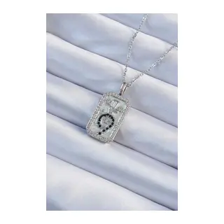 316L Çelik Zincir Gümüş Renk Zirkon Taşlı Minimal Papatya Figürlü Tarot Kolye