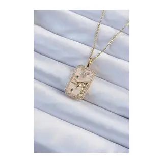 316L Çelik Zincir Gold Renk Zirkon Taşlı Boğa Figürlü Tarot Kolye