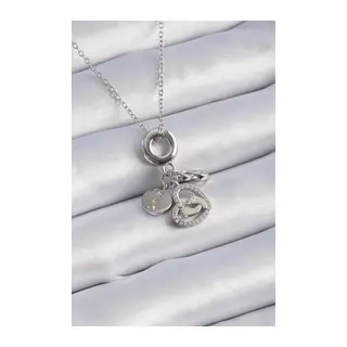 316L Çelik Gümüş Renk Zirkon Taş Detay Kalp Model Charm Kadın Kolye