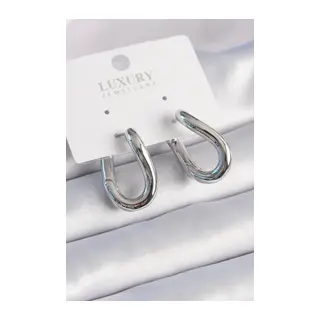 Pirinç Gümüş Renk Halka Model Kadın Küpe