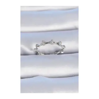 Pirinç Gümüş Renk Zirkon Taşlı Kadın Yüzük