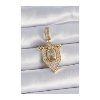 Pirinç Gold Renk Baget Zirkon Taşlı Ajda Charm