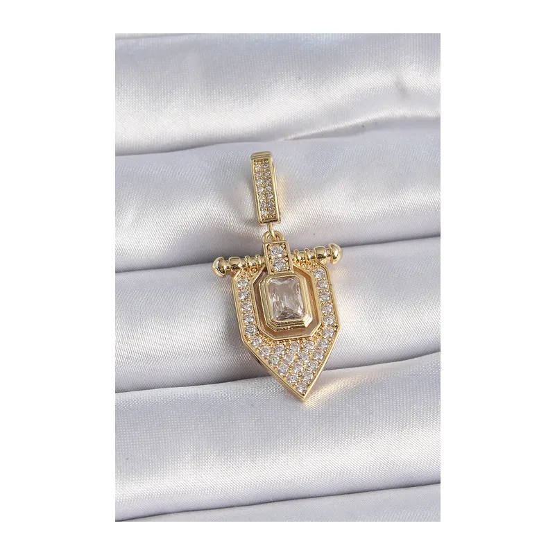 Pirinç Gold Renk Baget Zirkon Taşlı Ajda Charm
