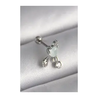 316L Çelik Gümüş Renk Beyaz Minelik Kalp Sallantı Zirkon Taş Detay Tragus Piercing