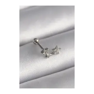 316L Çelik Gümüş Renk Zirkon Taşlı Yıldız Tragus Piercing