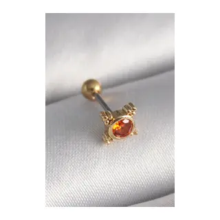 316L Çelik Gold Renk Turuncu Zirkon Taşlı Tragus Piercing