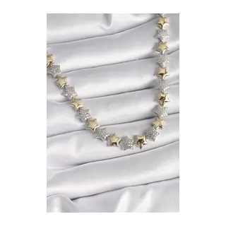 Pirinç Mix Renk Zirkon Taşlı Yıldız Model VIP Exclusive Seri Kadın Kolye