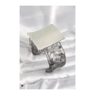 Siyah Mermer Desen Akrilik Plastik Gümüş Kare Plaka Model Vintage Kadın Bilezik
