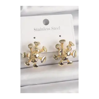 Pirinç Gold Renk Virüs Figür Model Kadın Küpe