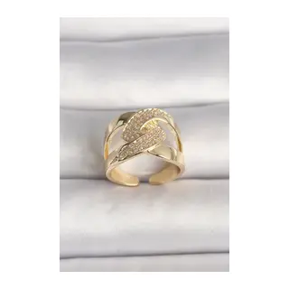 Pirinç Gold Renk Ayarlanabilir Zirkon Taşlı Kadın Yüzük