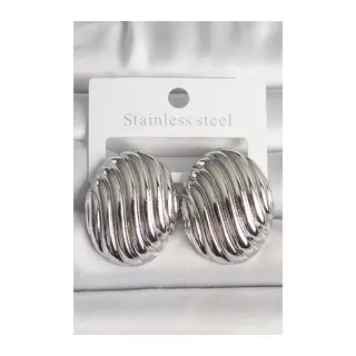 Pirinç Gümüş Renk İşlemeli Oval Model Kadın Küpe
